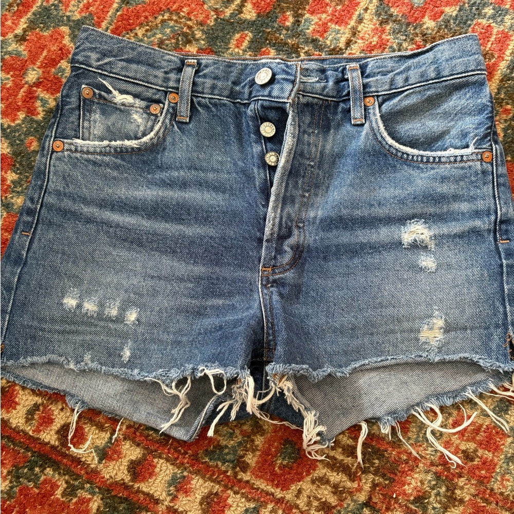 Agolde Distressed Jean Shorts High-Waisted